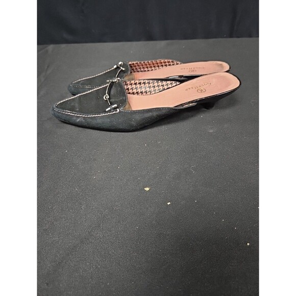 Cole Haan Women's Size 9 Black Pink Suede Slip On Pointy Toe Kitten Heel Mules - Picture 6 of 7